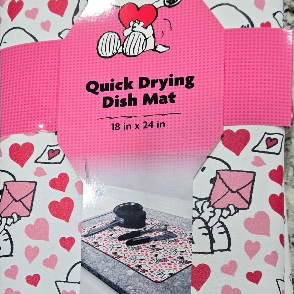 Disney Pink and White Heart Quick Drying Dish Mat